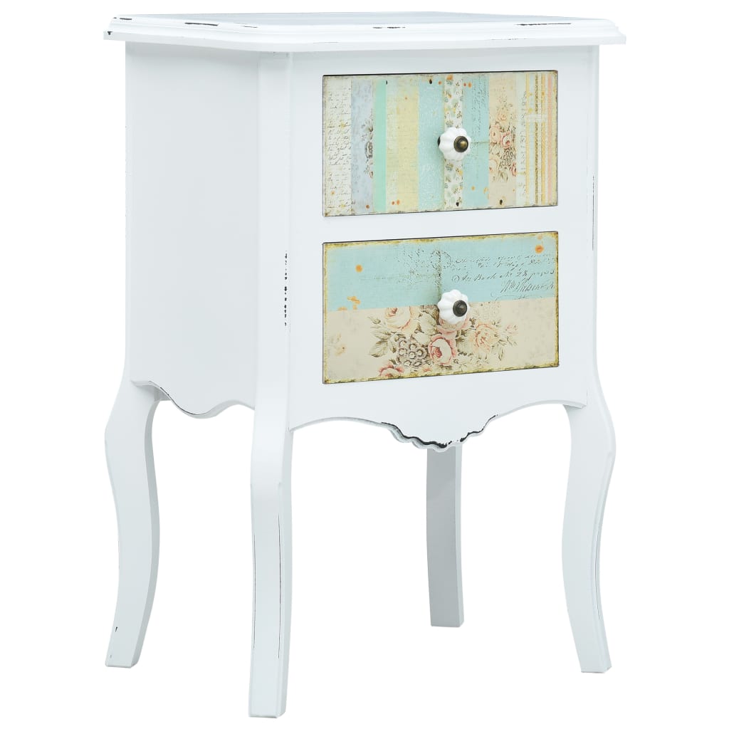 Berkfield Bedside Cabinet White and Brown 43x32x65 cm MDF