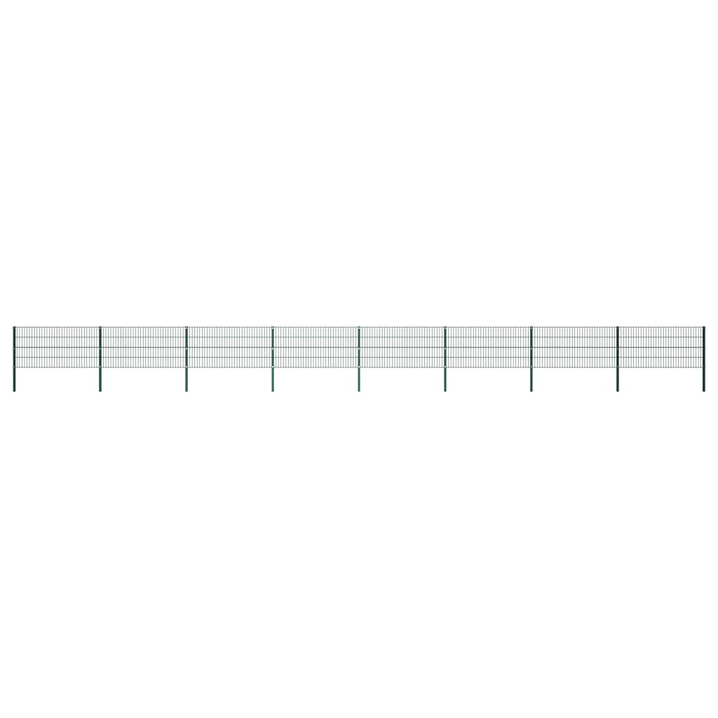 Berkfield Fence Panel with Posts Iron 13.6x0.8 m Green