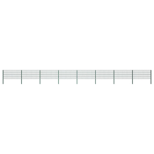 Berkfield Fence Panel with Posts Iron 13.6x0.8 m Green