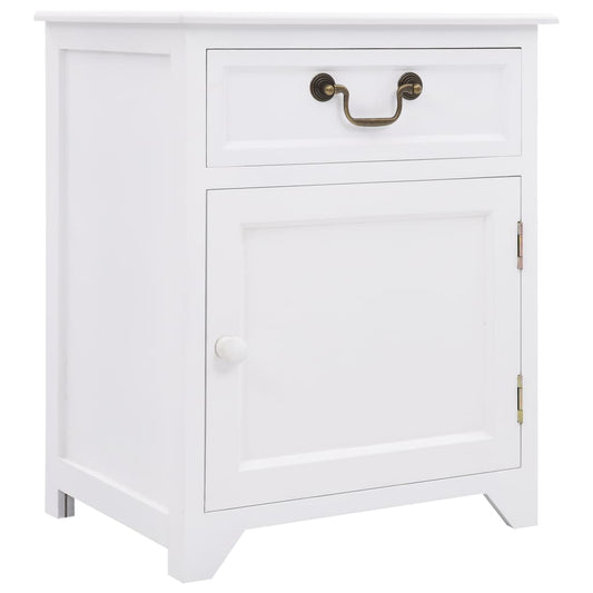 Berkfield Bedside Cabinet White 40x30x50 cm Paulownia Wood
