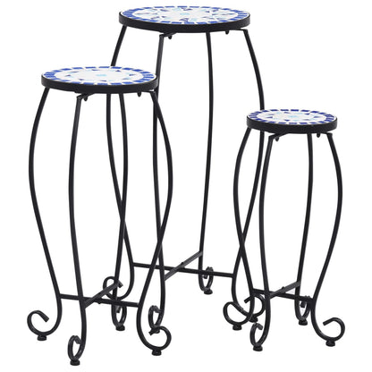 Berkfield Mosaic Tables 3 pcs Blue and White Ceramic