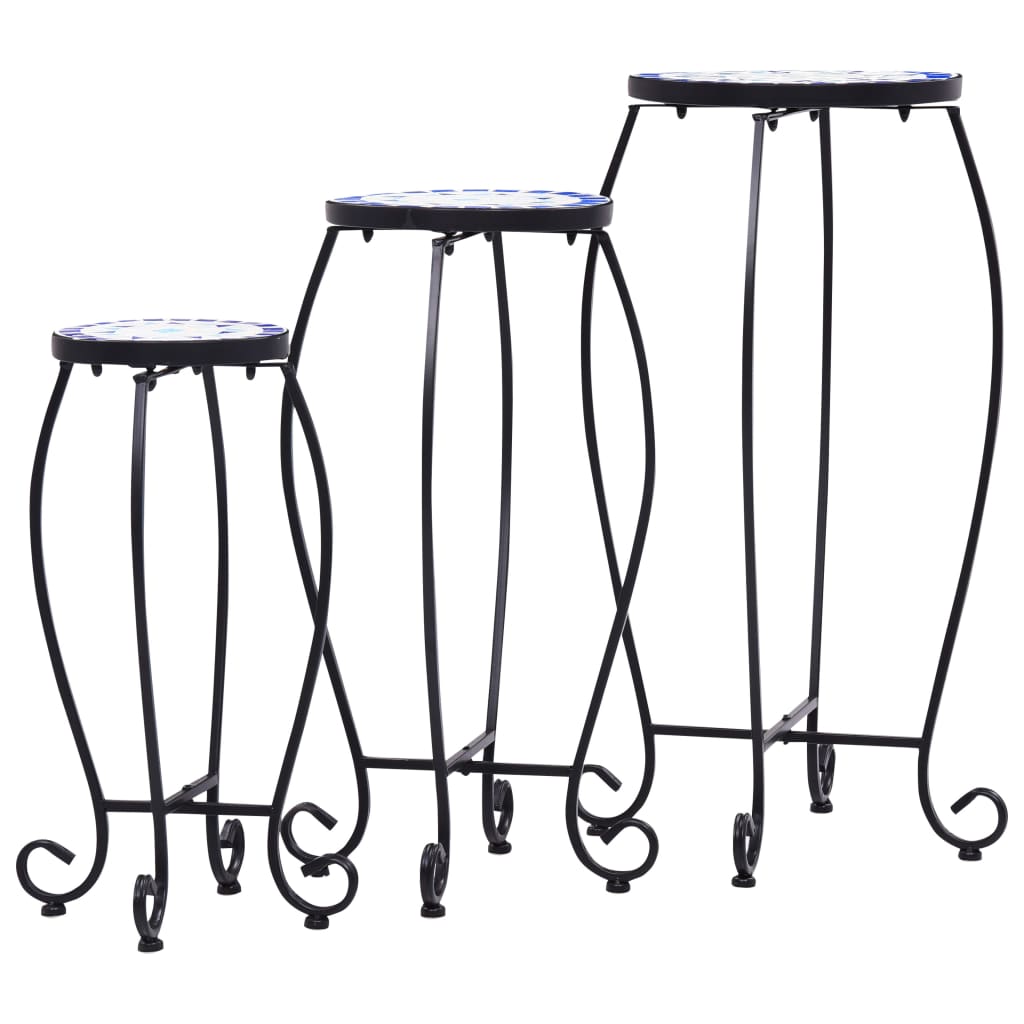 Berkfield Mosaic Tables 3 pcs Blue and White Ceramic