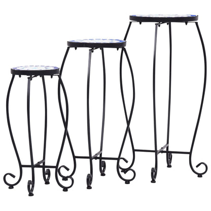 Berkfield Mosaic Tables 3 pcs Blue and White Ceramic