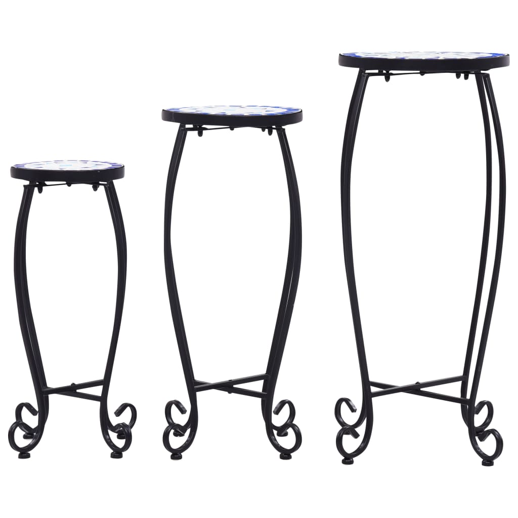 Berkfield Mosaic Tables 3 pcs Blue and White Ceramic