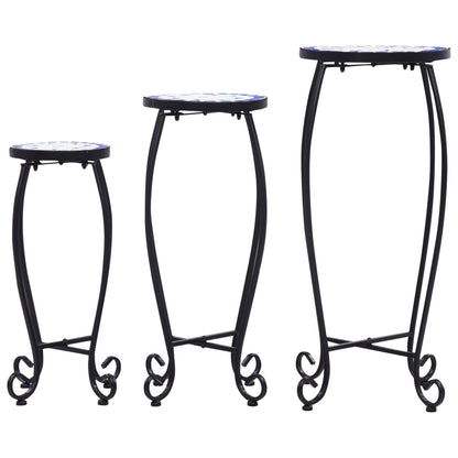 Berkfield Mosaic Tables 3 pcs Blue and White Ceramic