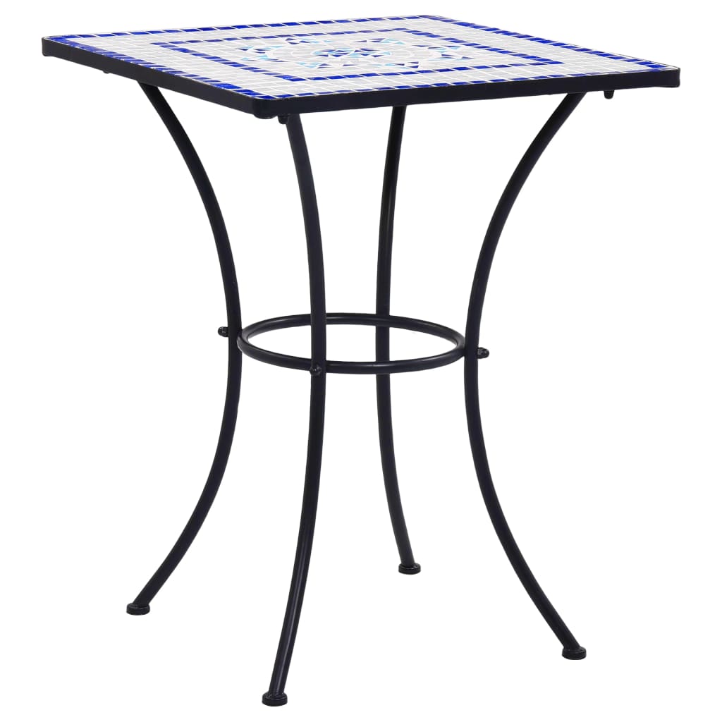 Berkfield Mosaic Bistro Table Blue and White 60 cm Ceramic