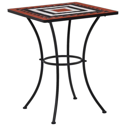 Berkfield Mosaic Bistro Table Terracotta and White 60 cm Ceramic