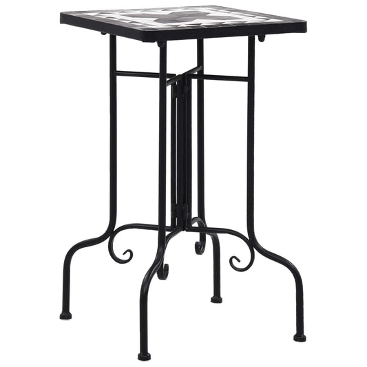 Berkfield Mosaic Side Table Black and White Ceramic