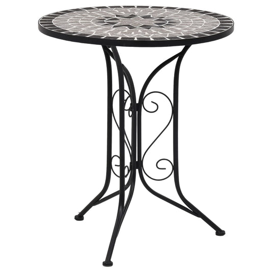 Berkfield Mosaic Bistro Table Grey 61cm Ceramic