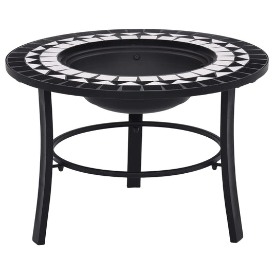 Berkfield Mosaic Fire Pit Black and White 68cm Ceramic