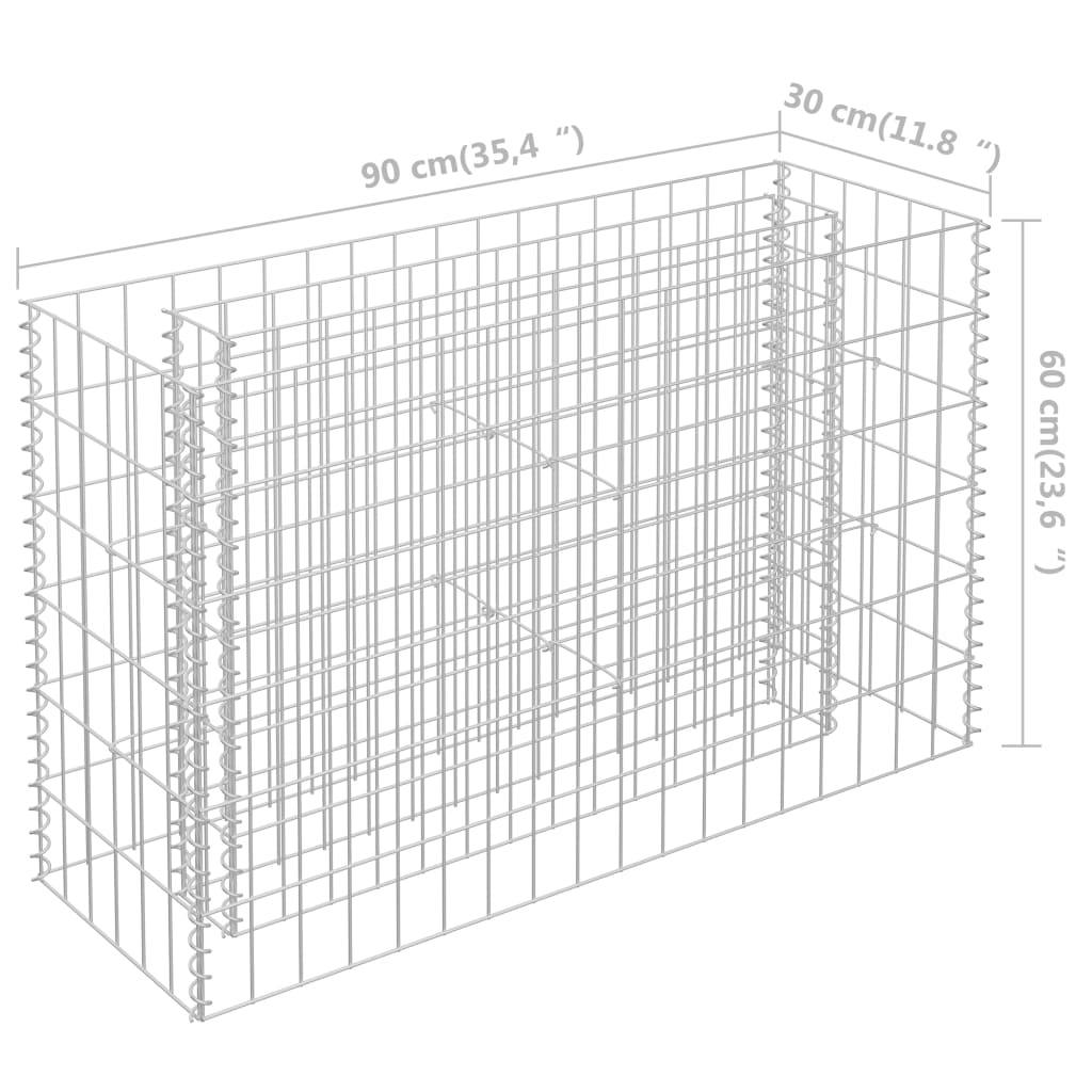 Berkfield Gabion Raised Bed Galvanised Steel 90x30x60 cm