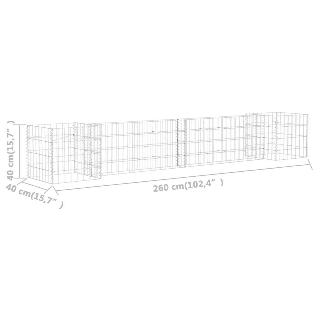 Berkfield H-Shaped Gabion Planter Steel Wire 260x40x40 cm