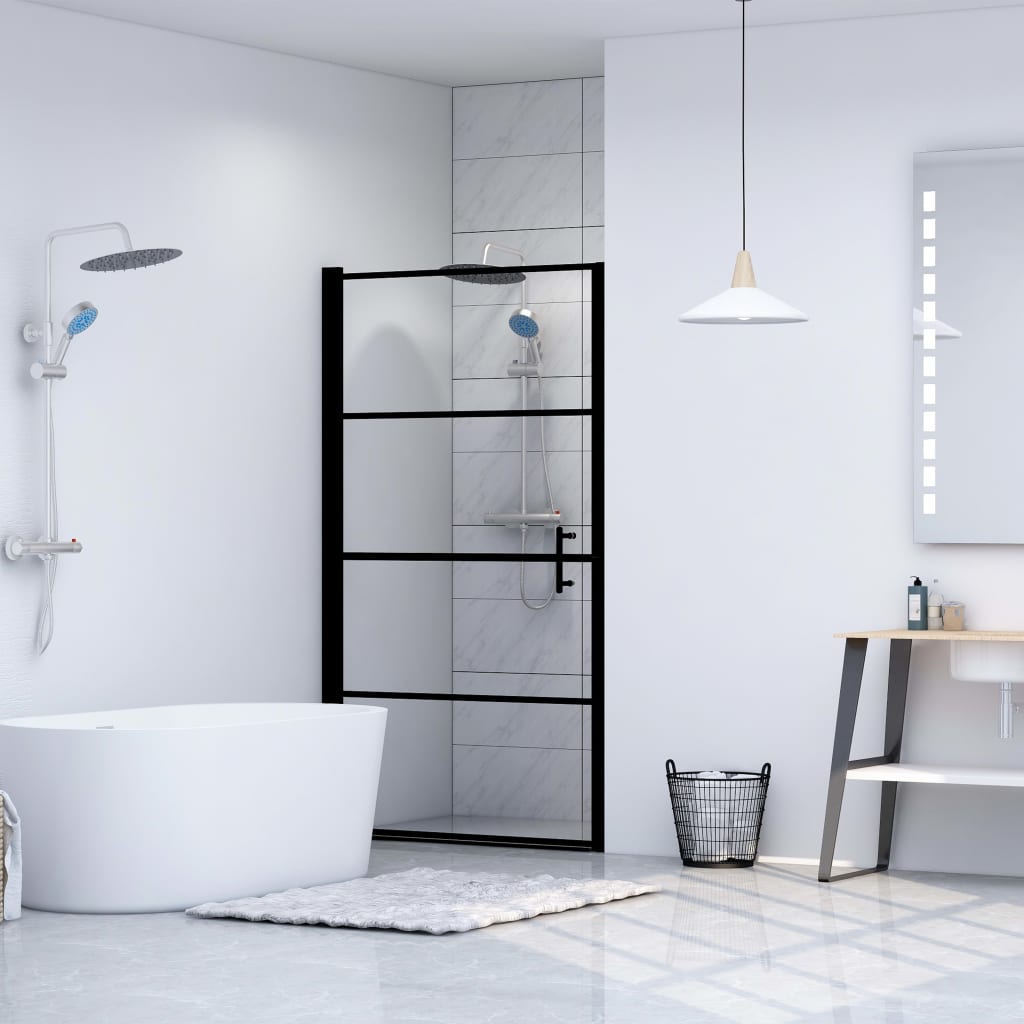 Berkfield Shower Door Tempered Glass 91x195 cm Black