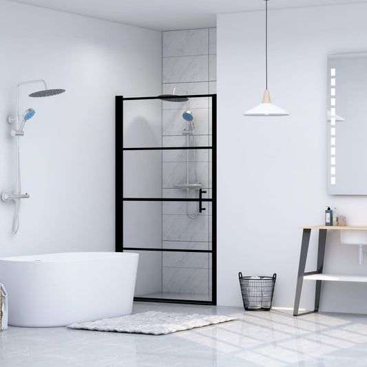 Berkfield Shower Door Tempered Glass 91x195 cm Black
