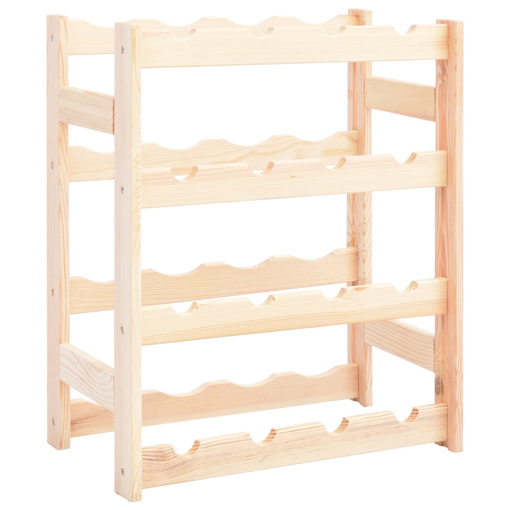 Berkfield Wine Rack for 16 Bottles Pinewood