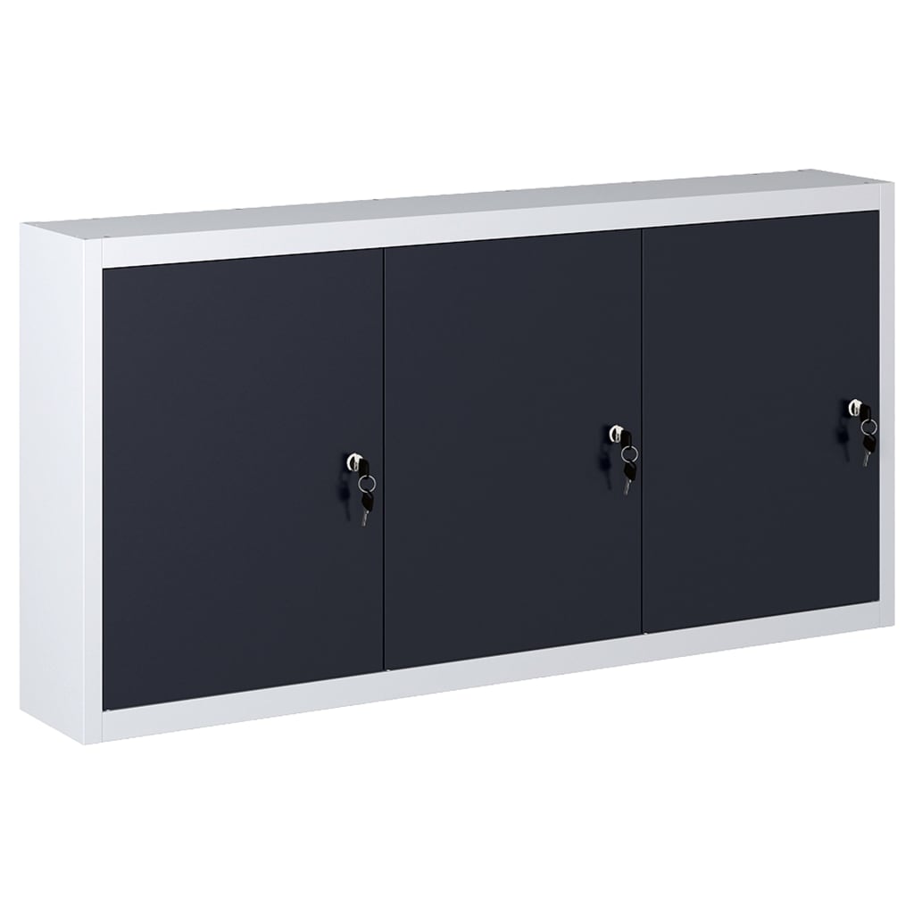 Berkfield Wall Mounted Tool Cabinet Industrial Style Metal Grey and Black