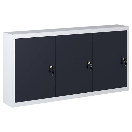 Berkfield Wall Mounted Tool Cabinet Industrial Style Metal Grey and Black