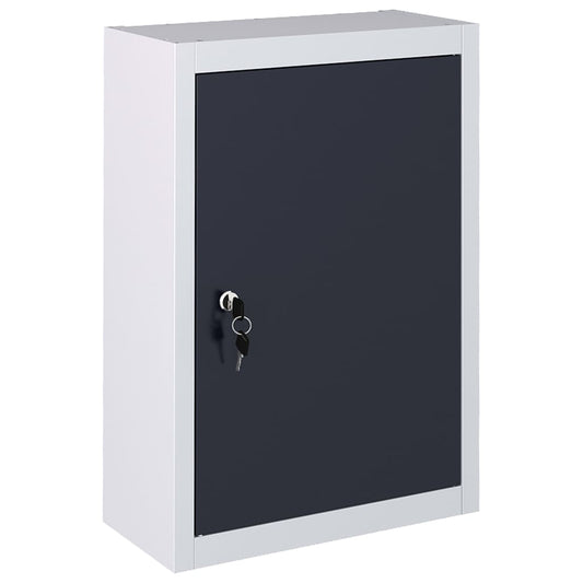 Berkfield Wall Mounted Tool Cabinet Industrial Style Metal Grey and Black