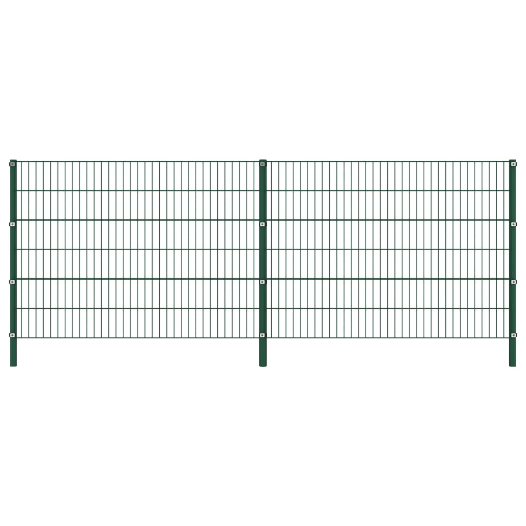 Berkfield Fence Panel with Posts Iron 3.4x1.2 m Green