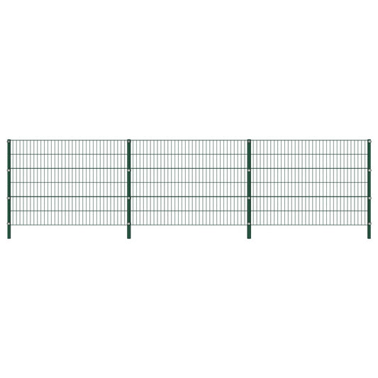 Berkfield Fence Panel with Posts Iron 5.1x1.2 m Green
