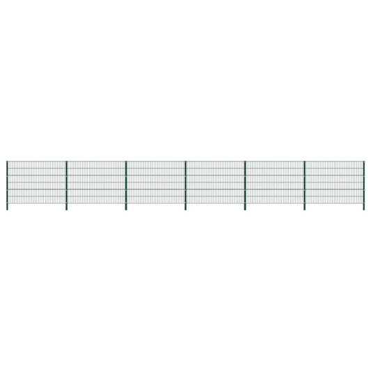 Berkfield Fence Panel with Posts Iron 10.2x1.2 m Green