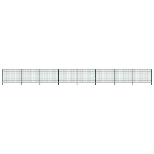 Berkfield Fence Panel with Posts Iron 13.6x1.2 m Green