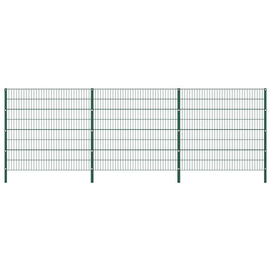 Berkfield Fence Panel with Posts Iron 5.1x1.6 m Green