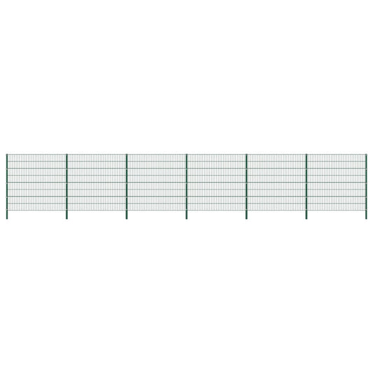 Berkfield Fence Panel with Posts Iron 10.2x1.6 m Green