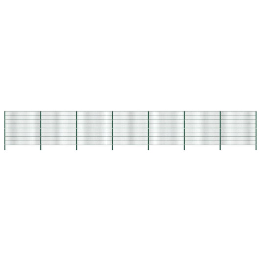 Berkfield Fence Panel with Posts Iron 11.9x1.6 m Green