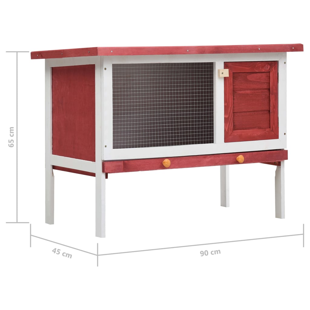 Berkfield Outdoor Rabbit Hutch 1 Layer Red Wood
