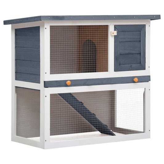 Berkfield Outdoor Rabbit Hutch 1 Door Grey Wood