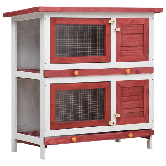 Berkfield Outdoor Rabbit Hutch 4 Doors Red Wood