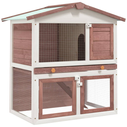 Berkfield Outdoor Rabbit Hutch 3 Doors Brown Wood
