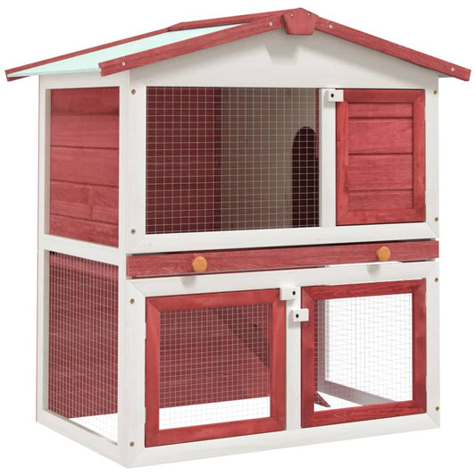 Berkfield Outdoor Rabbit Hutch 3 Doors Red Wood