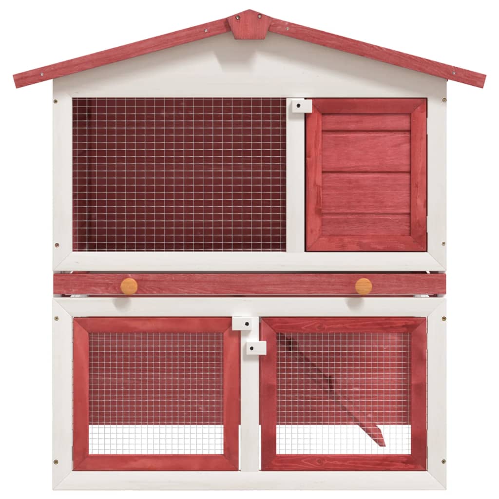 Berkfield Outdoor Rabbit Hutch 3 Doors Red Wood