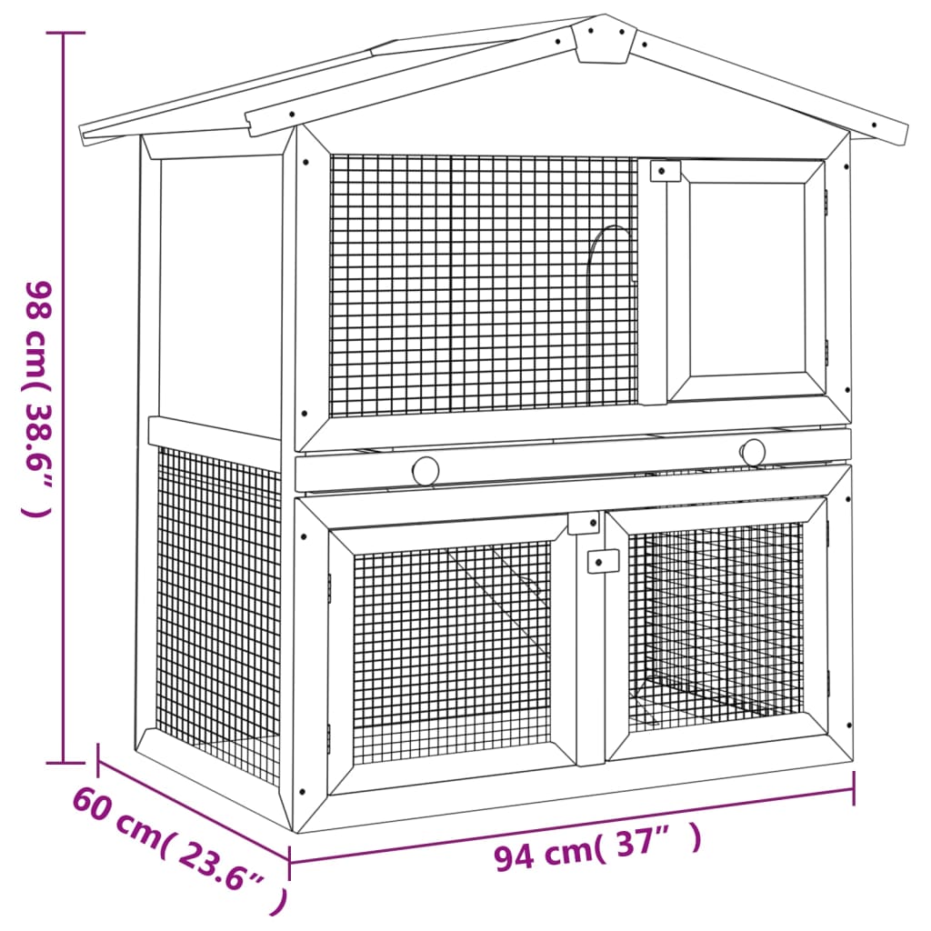 Berkfield Outdoor Rabbit Hutch 3 Doors Red Wood