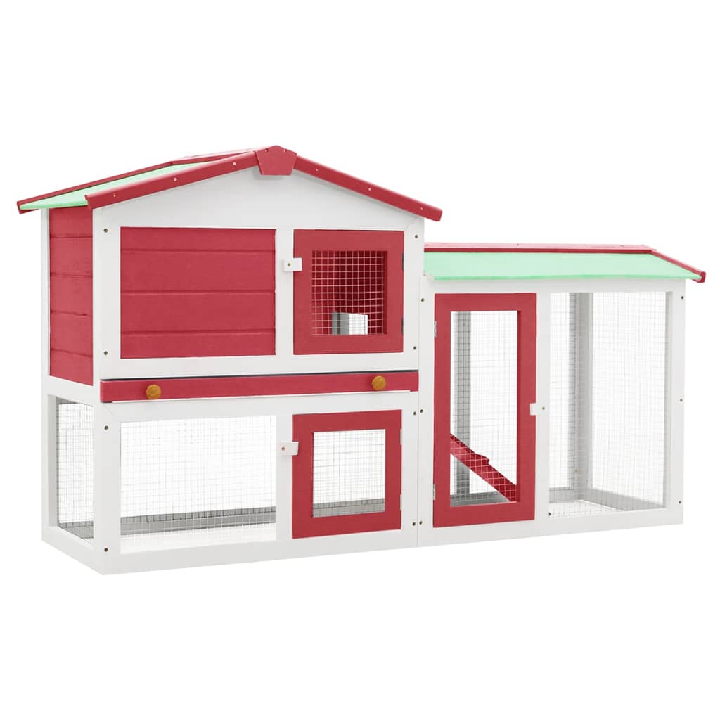 Berkfield Outdoor Large Rabbit Hutch Red and White 145 x 45 x 84 Wood