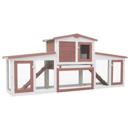 Berkfield Outdoor Large Rabbit Hutch Brown and White 204x45x85 cm Wood