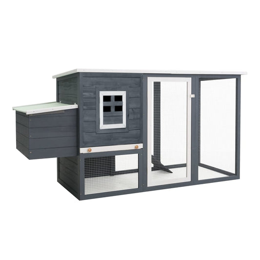 Berkfield Outdoor Chicken Cage Hen House with 1 Egg Cage Grey Wood