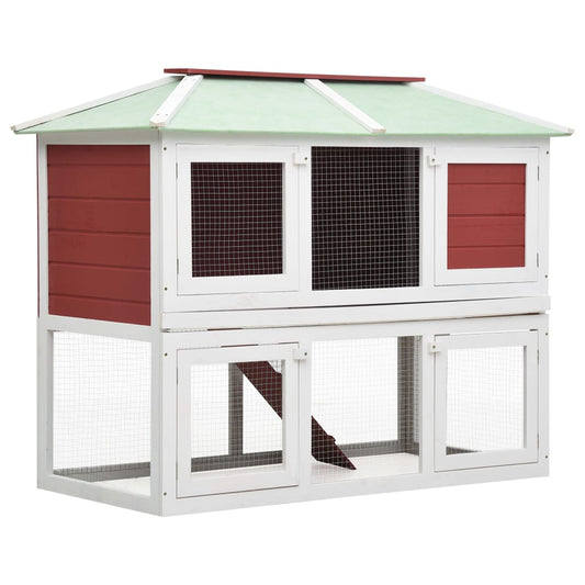 Berkfield Animal Rabbit Cage Double Floor Red Wood