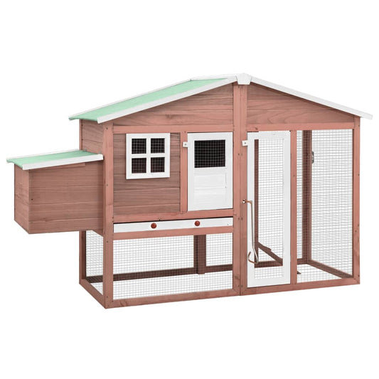 Berkfield Chicken Coop with Nest Box Mocha and White Solid Fir Wood