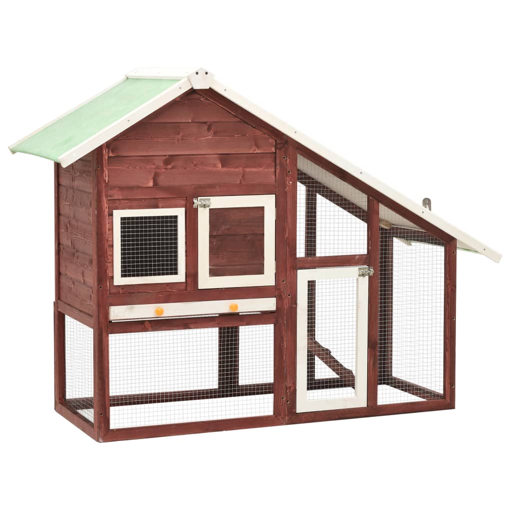 Berkfield Rabbit Hutch Mocha and White 140x63x120 cm Solid Firwood