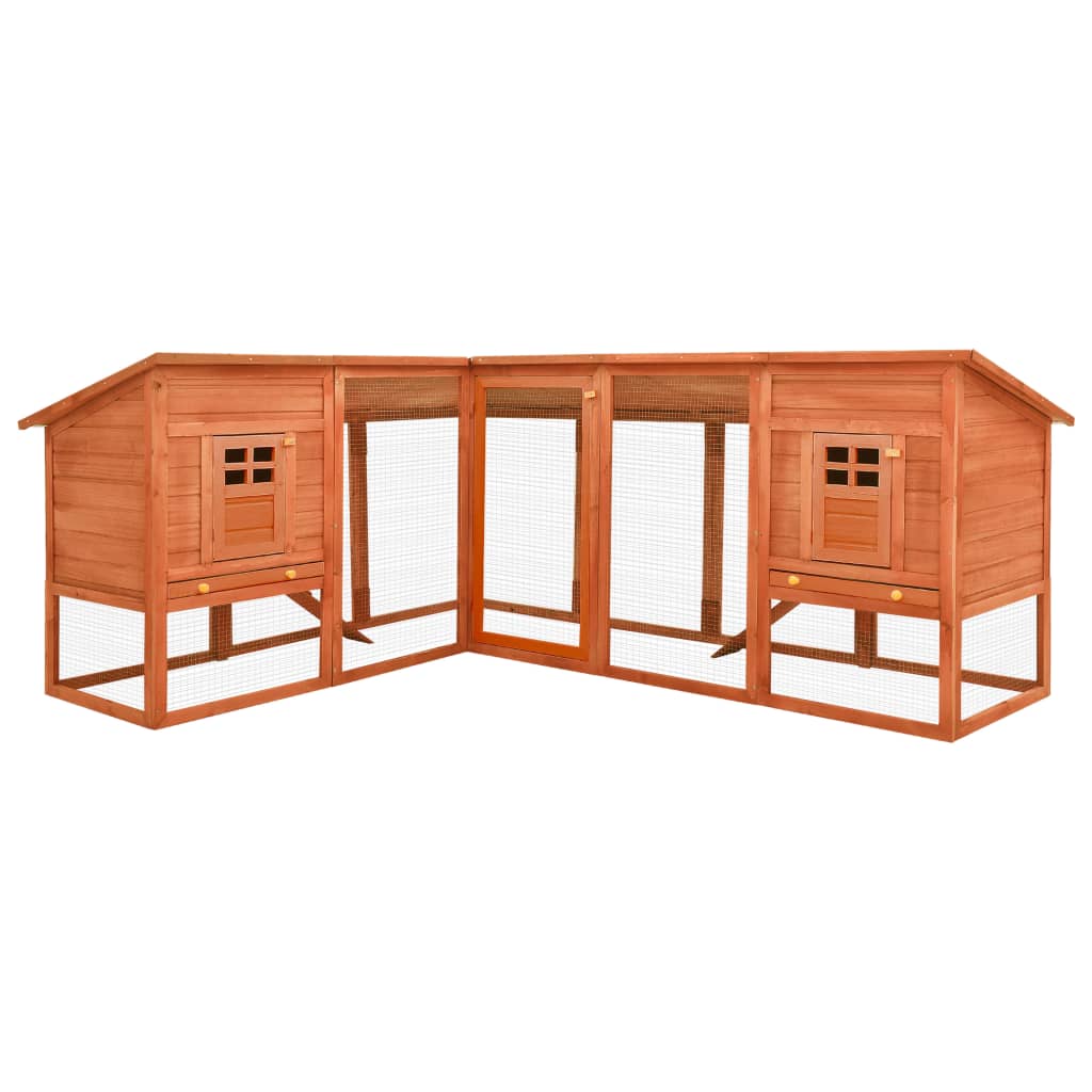 Berkfield Outdoor Rabbit Hutch with Run Brown Solid Fir Wood