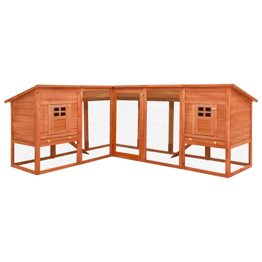 Berkfield Outdoor Rabbit Hutch with Run Brown Solid Fir Wood
