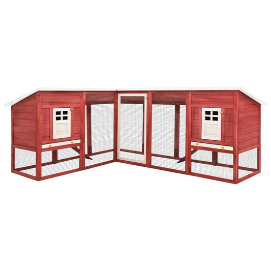 Berkfield Outdoor Rabbit Hutch with Run Red and White Solid Fir Wood
