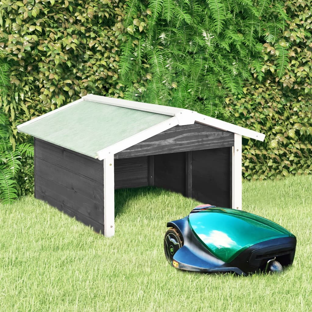 Berkfield Robotic Lawn Mower Garage 72x87x50 cm Grey and White Firwood