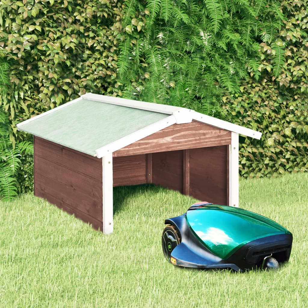 Berkfield Robotic Lawn Mower Garage 72x87x50 cm Mocca and White Firwood