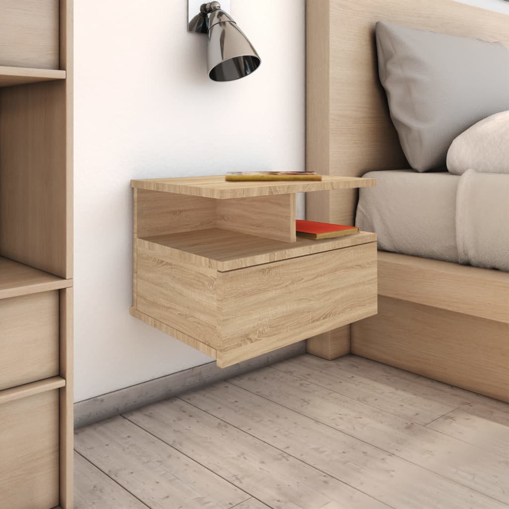 Berkfield Floating Nightstand Sonoma Oak 40x31x27cm Engineered Wood