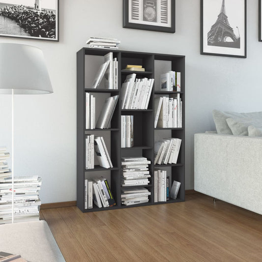Berkfield Room Divider/Book Cabinet High Gloss Grey 100x24x140 cm Engineered Wood