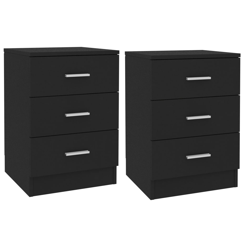 Berkfield Bedside Cabinets 2 pcs Black 38x35x56 cm Engineered Wood